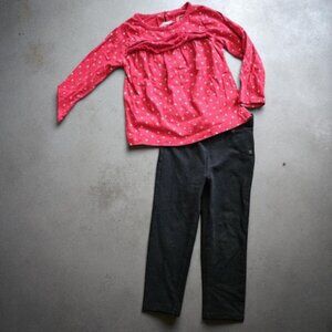 * CARTER’S Red Star Print Baby Doll Top GARANIMALS Black Pants Girls Size 3T